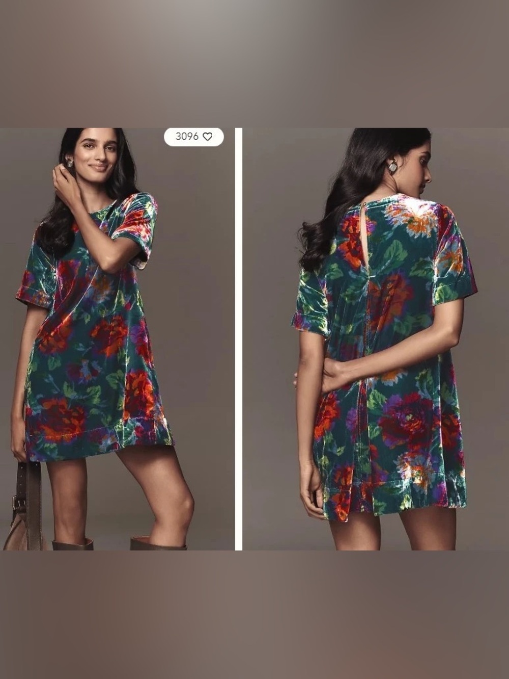 NWOT size Small Anthropologie Maeve Velvet flower print mini dress
